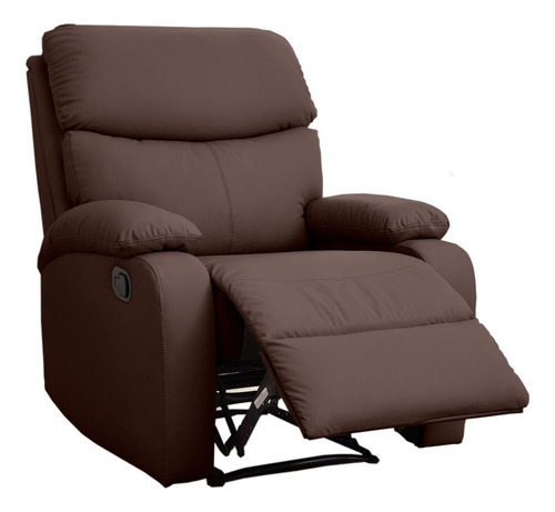 Poltrona Sillon Sofa Reclinable 1 Cuerpo Pu Simil Cuero Color Marrón Oscuro Diseño De La Tela Liso