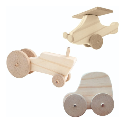 Combo Autitos Madera Juguetes Souvenir Montessori X3 - Bc