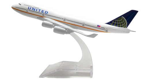 Avião Comercial Boeing 747 United Airlines - Metal 16 Cm