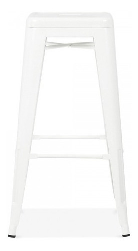 Banco Para Barra Tipo Tolix 66cm De Metal Juego De 4 Bancos Color Blanco