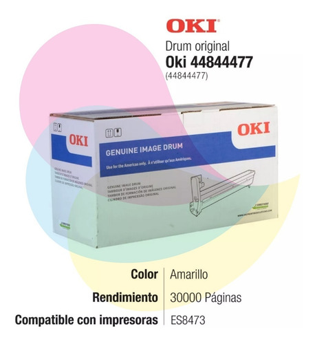 Imagen 2 de 4 de Drum Okidata 44844477 Amarillo Original