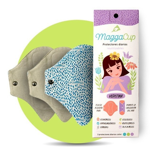 Protector Menstrual De Tela Maggacup Modelo Vedetina Pack 3u