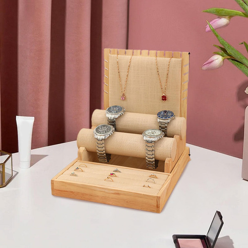 Organizador De Almacenamiento De Joyas De Madera, 3 En 1