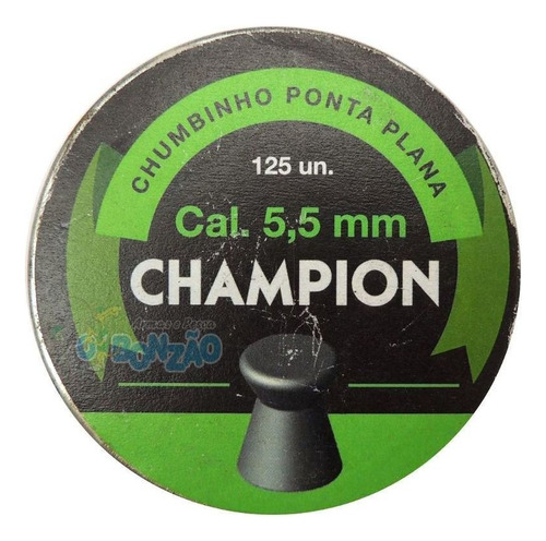 Chumbinho Champion Ponta Plana Cbc 5,5mm C/ 125 Unidades