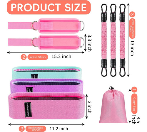 Set De Bandas De Resistencia Sinyway Caucho 9 Piezas Rosa