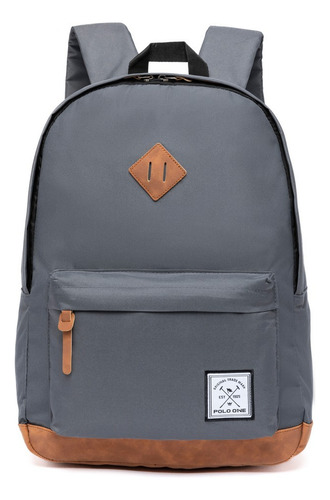 Mochila Polo One Urbana Moda Casual Reforçada Cor Cinza Desenho Do Tecido Lisa