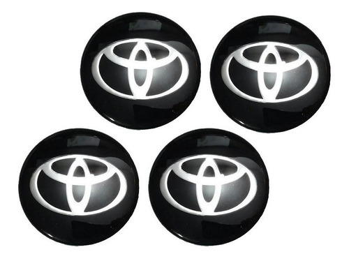 Jogo Emblema Toyota Preto Resinado 55mm P/calota Roda Liga