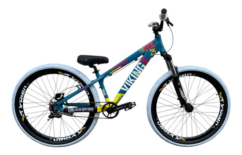 Bicicleta Vikingx Tuff 25 Grau/wheeling Single Azul/amarelo