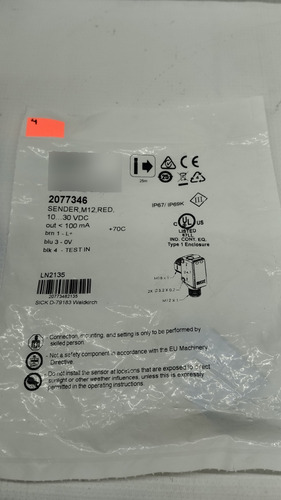 Sick Hs18-d4a2aa 2077346 Sensor Fotoelectrico, Sender, M12, (Usado)