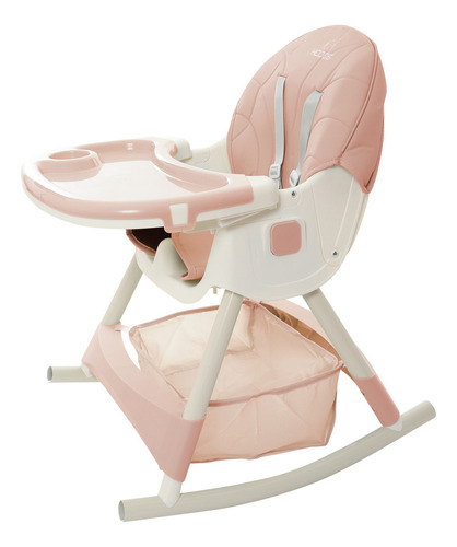 Silla Alta Periquera Bebe KIDDOS Mecedora 5 en 1 Ajustable Plegable Bandeja Extraíble Color Rosa