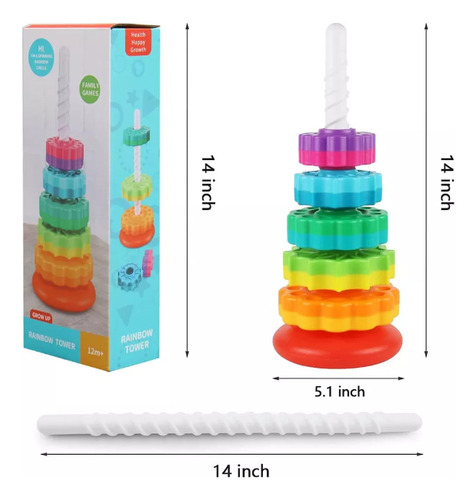 Juguetes Giratorios Apilables Torre Rainbow Juego Montessori