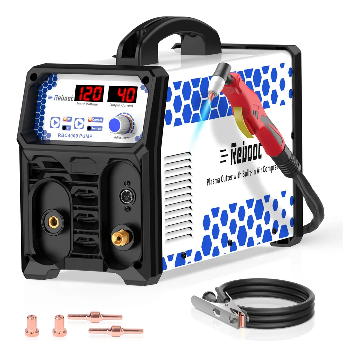 Cortadora de plasma con compresor integrado Inversor IGBT 40A 120V Corte 15mm Antorcha PT31 Portátil