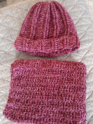 Conjunto Tejido A Mano, Gorro + Cuello Niñ@s, Terciopelo