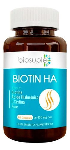 Biotina Acido Hialuronico Biosuple Uñas Cabello 60caps 450ml Sin sabor