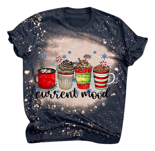 Camiseta Navidad Para Mujer Regalo Grafica Divertida Manga