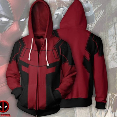Deadpool Chaqueta Con Cremallera Impresa En 3d Con Capucha