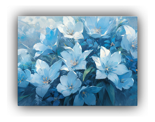 40x30cm Cuadro Decorativo Flores En Tela Estilo Cyan Sobre M