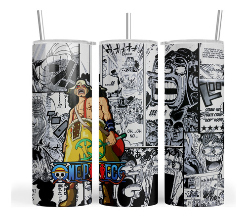 Termo Skinny Starbucks Anime One Piece Luffy  Usopp Manga