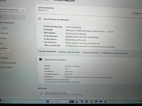 Huawei Matebook 13 Ssd 256 Gb Y Ram 8 Gb Plateado (Usado)