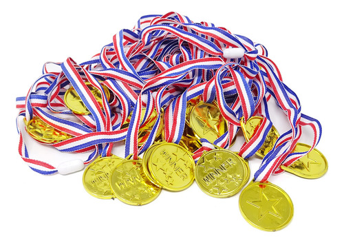 24 Medallas De Plástico Dorado Para Fiestas, Juegos,