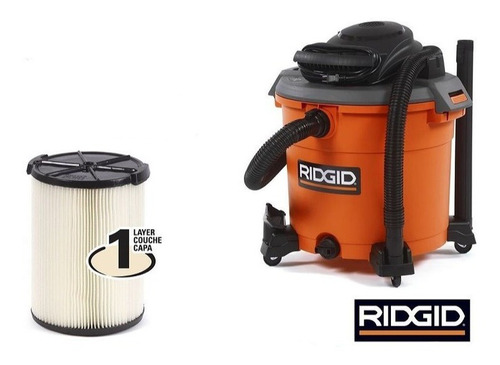 Aspiradora Ridgid 16 Galones 5 Hp + Filtro Original 