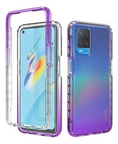 Funda 2 En 1 Uso Rudo For Modelos Oppo Bicolor Transparente
