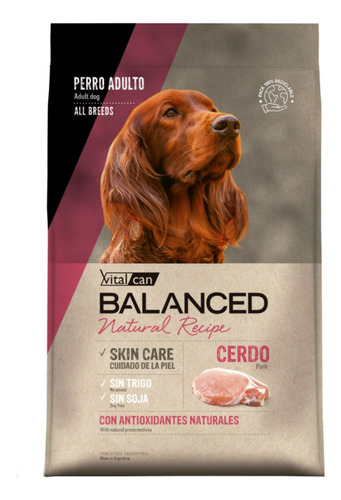 Alimento Perro Vitalcan Balanced Natural Recipe Cerdo 15 Kg