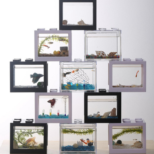 3 Mini Pecera De Escritorio Kit De Acuario Betta Pecera