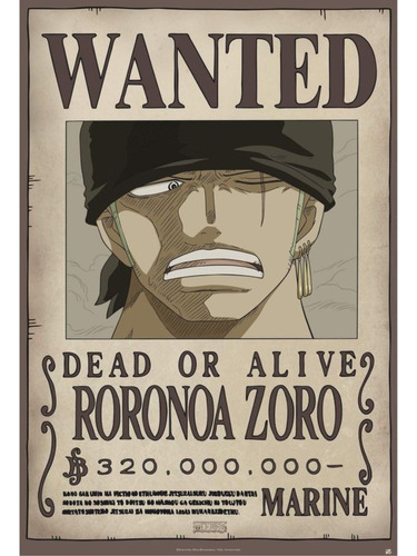 Anime Wanted Cuadro 29x19 Mdf One Piece Zoro 320.000.000