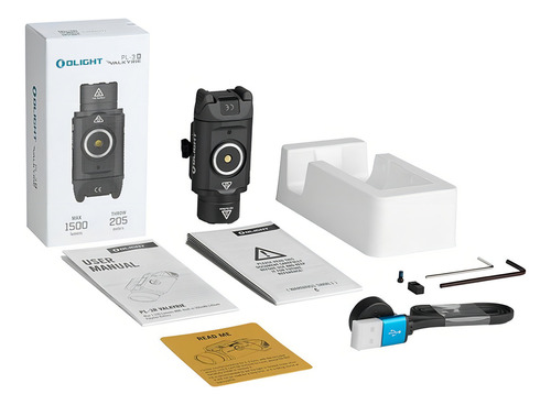 Linterna Olight PL-3r Valkyrie, 1500 lúmenes, Glock Taurus Arex, color negro, luz LED blanca