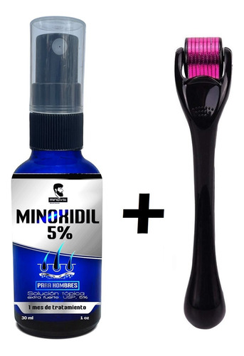 Combo Minoxidil Spray Minov136 + Dermaroller 0.25 Barba