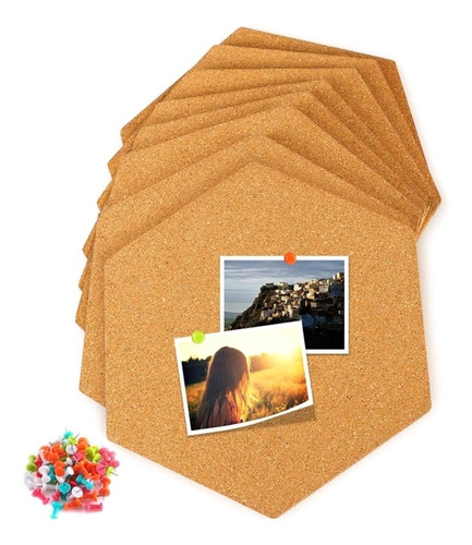 8 Pçs/set Placa De Madeira De Cortiça Autoadesiva Diy Office