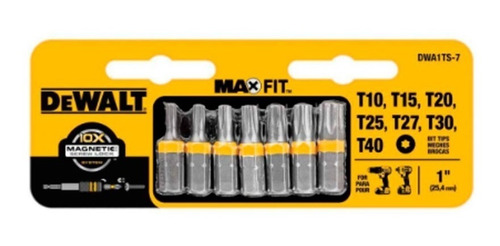 Jogo Bits Torx 7 Peças Maxfit 1 Dewalt Dwa1ts-7