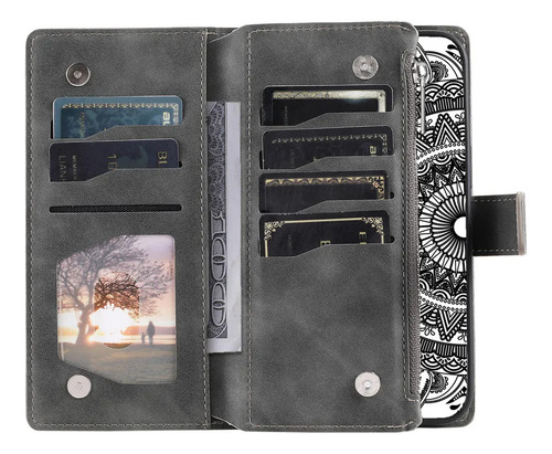 Funda De Piel Con Tapa Para Tarjetas Y Cartera .