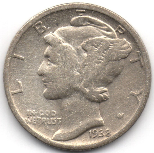 Estados Unidos 1 Dime 1938 S Plata 0,900