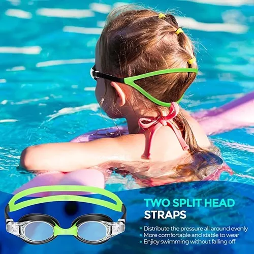 Portzon Gafas de natación unisex para niños, antivaho y sin fugas, visión  transparente, para piscina de agua