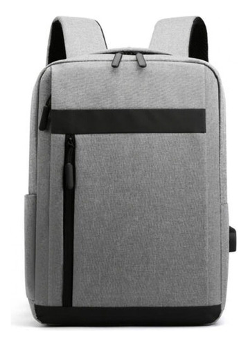 Mochila Para Laptop Impermeable Gris Con Puerto Usb