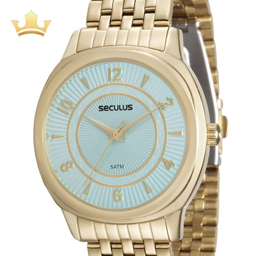 Relógio Seculus Feminino Analógico Dourado Original + Nf