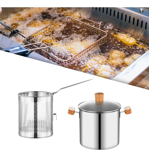 304 Pote De Fritadeira Em Aço Inoxidável Alça Dupla