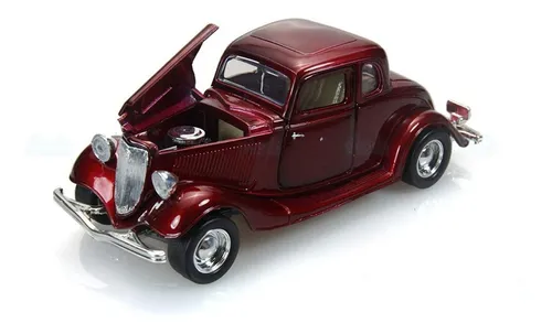 Ford Coupe 1934 Coleccionable Qp Motormax 73217 Escala 1/24 Color Vinotinto