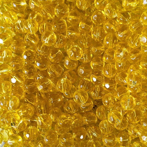 130 Miçangas Contas De Cristal Vidro 8mm Umbanda E Candomble Cor Amarelo