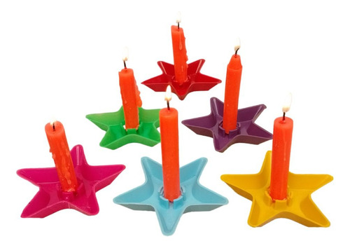 Soporte Porta Velas Navideños Estrellas Día Velitas X20 Unds