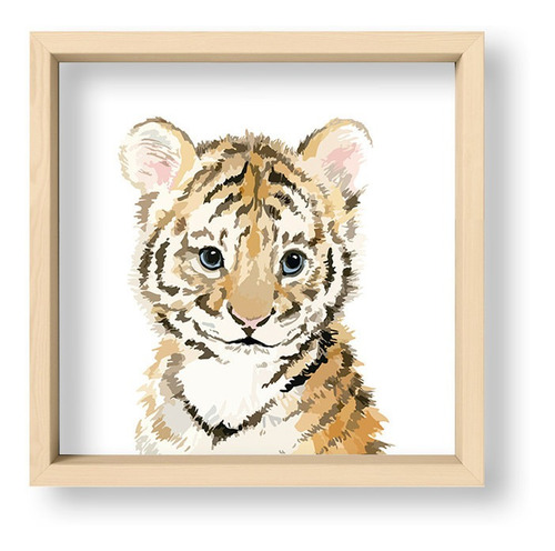 Cuadros Decorativos 20x20 Box Madera Natural Kid Tiger