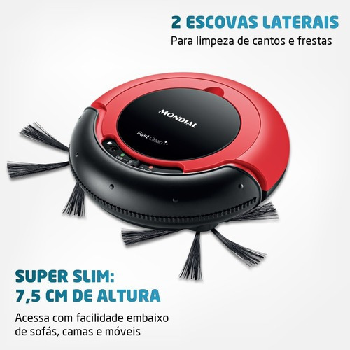 Robô aspirador e passa pano Mondial Fast Clean RB-01 vermelho e preto 127V/220V
