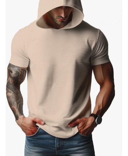 Playera Hombre Manga Corta Con Capucha Regular Fit