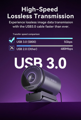 Cámara Web 4k Ultra Hd 8mpx 1/2 Large Sensor Webcam Con Hdr