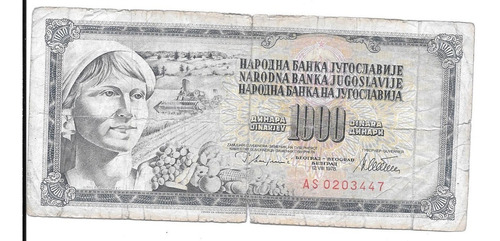 Liquido Billete De Yugoslavia.  1000 Dinar 1981