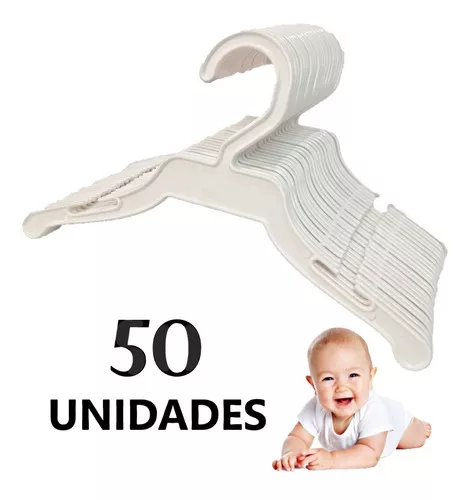 Cabide Branco Plástico Bebê Infantil - 50 unidades - Mangalima