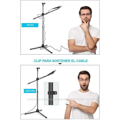 Pie De Microfono Doble Pipeta Plegable Profesional Boom