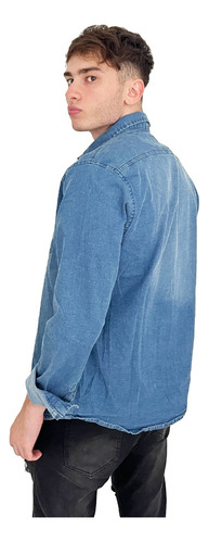 Imagen 4 de 9 de Camisa Jony Hombre Azul Elastizada